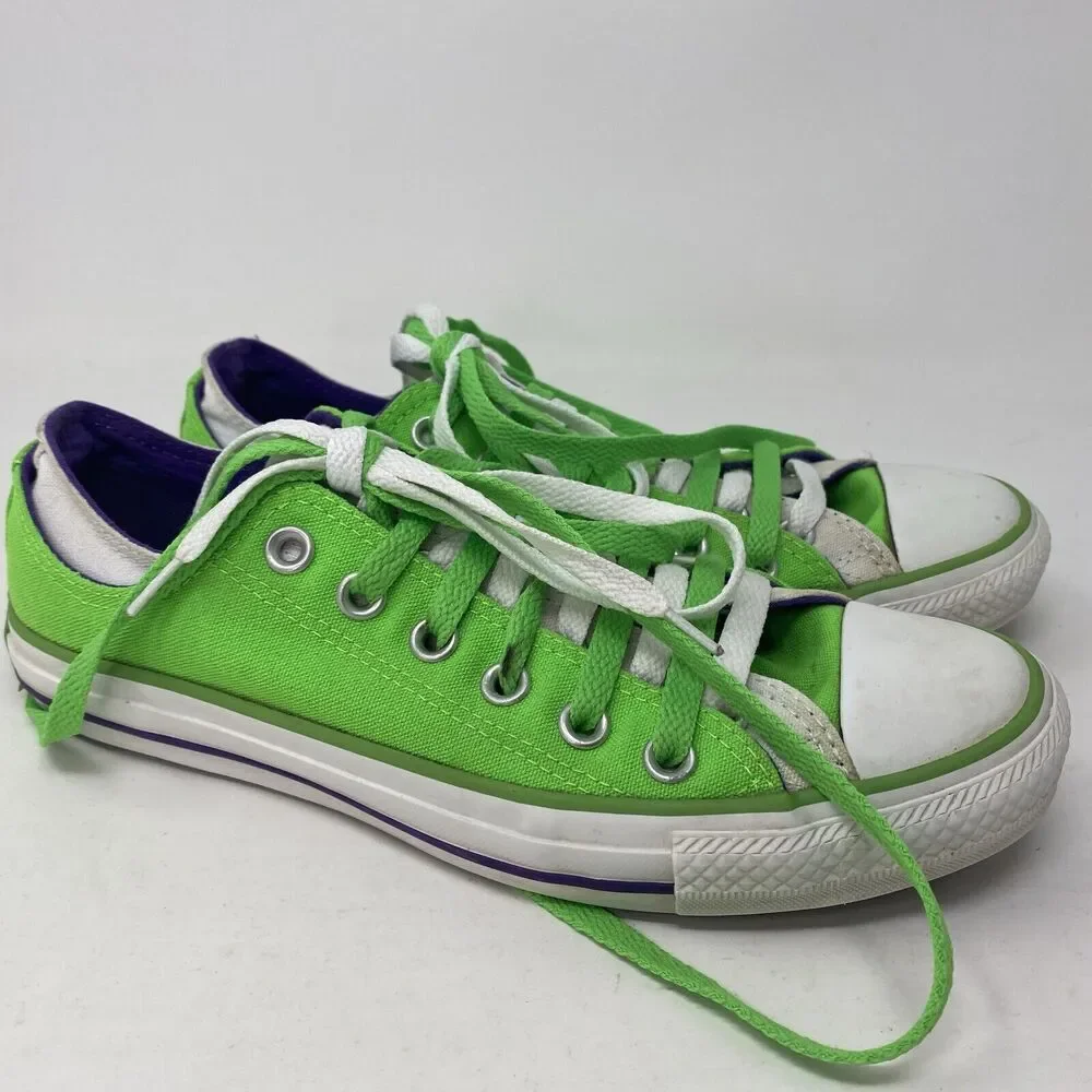 Converse Unisex All Star Neon Green Purple Shoes Sneakers Size Men's 6 Women's 8